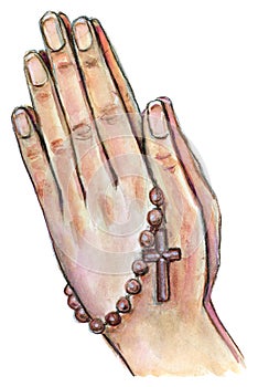 Praying Hands with Rosary Beads