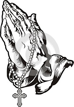 Praying hands with rosary tattoo