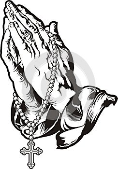 Praying hands with rosary tattoo photo