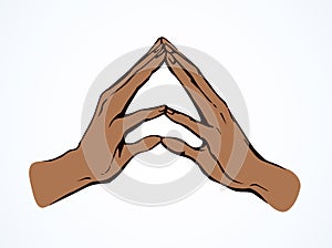 Praying hands. Vector drawing