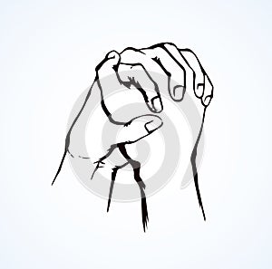 Praying hands. Vector drawing