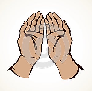 Praying hands. Vector drawing