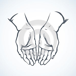 Praying hands. Vector drawing