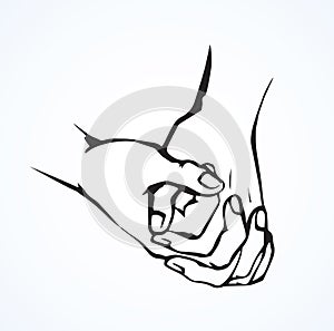 Praying hands. Vector drawing