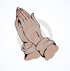 Praying hands. Vector drawing