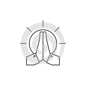 Praying hands vector icon symbol isolated on white background