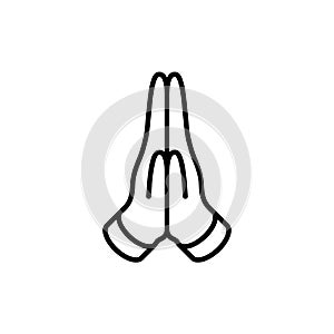 Praying hands vector icon on white background