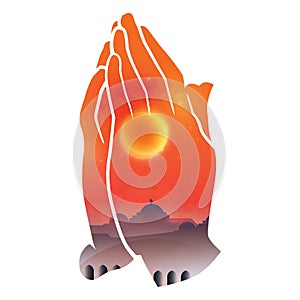 Praying hands. Vector illustration decorative design