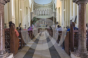 Praying inside Catholic church