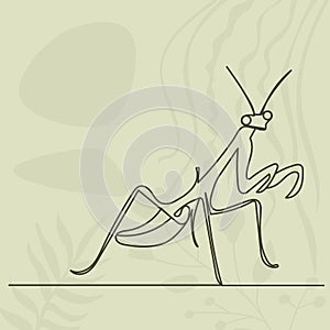 praying mantis drawing in one continuous line