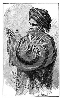 Praying Mullah.History and Culture of Africa. Antique Vintage Illustration. 19th Century. photo