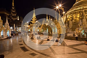 Praying people at Schwedagon pagoda