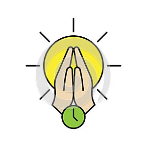 Praying time icon, color, line, outline vector sign, linear style pictogram isolated on white. Symbol, logo illustration