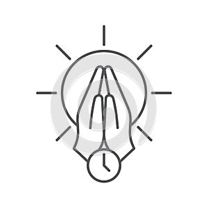Praying time icon, color, line, outline vector sign, linear style pictogram isolated on white. Symbol, logo illustration