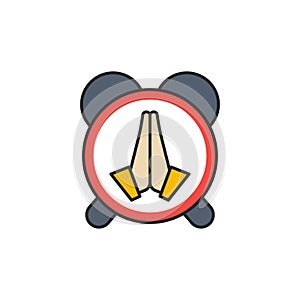 Praying time icon, color, line, outline vector sign, linear style pictogram isolated on white. Symbol, logo illustration