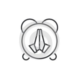 Praying time icon, color, line, outline vector sign, linear style pictogram isolated on white. Symbol, logo illustration