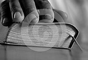 Praying to God with hand together with people stock photo