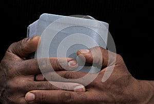 Praying to God with hand together with people stock photo