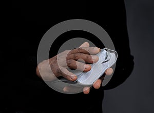 Praying to God with hand together with people stock photo