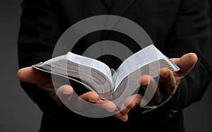 Praying to God with hand together with people stock photo