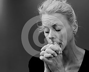 praying to God worshipping with hands together with people stock image stock photo