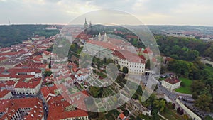 Prazsky Hrad in capital Prague, old city aerial timelapse shot