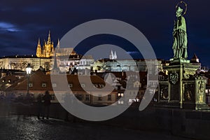 Prazsky hrad Prague Castle after sunset