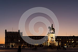 PraÃÂ§a do ComÃÂ©rcio, important square of Lisbon, Portugal, night photo