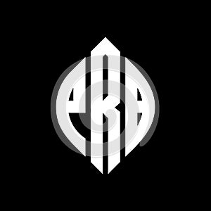 PRB circle letter logo design with circle and ellipse shape. PRB ellipse letters with typographic style. The three initials form a