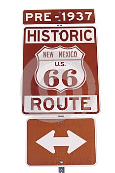 Pre-1937 Historic Route 66 Sign Isolated