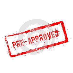 Pre-approved red rubber stamp isolated on white.