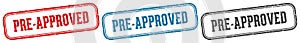 pre-approved stamp. pre-approved rectangular stamp set isolated on white background
