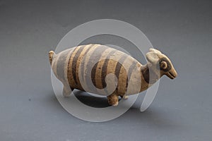 Pre-columbian animal-shaped ceramic called `Huaco` from Chancay