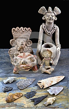 Pre Columbian artifacts and Flint Arrowheads photo