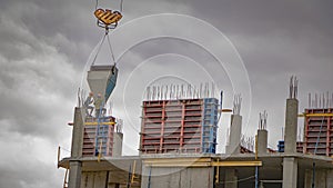 Pre-fabricated structures and products. The construction of a new building, skyscraper, or structure with the help of a crane.