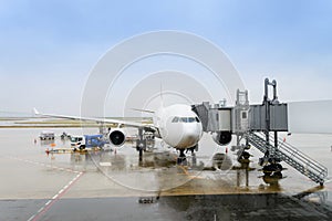 Pre-flight and refueling and Loading cargo service of airplane,