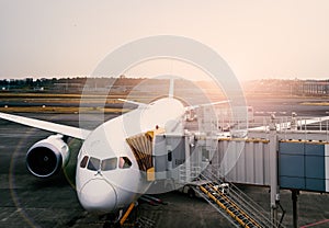 Pre-flight, refueling and Loading cargo service of airplane.