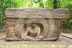 Pre-hispanic olmec stone altar in the La Venta Mexico photo