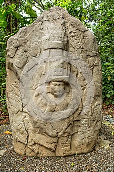 Pre-hispanic olmec stone altar in the La Venta Mexico photo