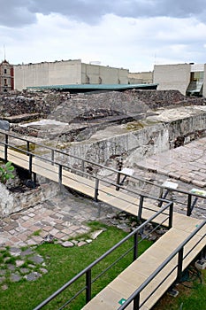 Pre-hispanic ruins of the aztec city of Tenochtitlan in Mexico City photo