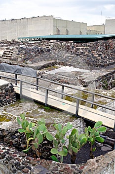 Pre-hispanic ruins of the aztec city of Tenochtitlan in Mexico City photo