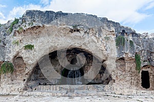 Pre-historic cave with fountain, Syracuse, Sicily, Italy