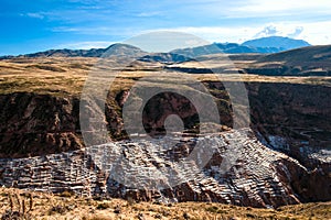 Pre Inca traditional salt mine Maras, Peru