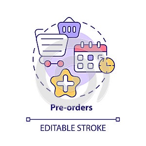 Pre-orders concept icon photo