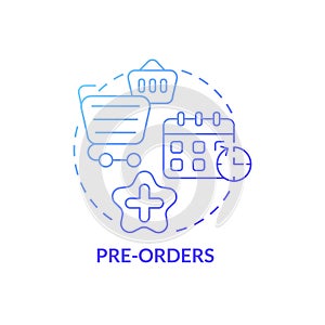 Pre-orders of products concept icon photo