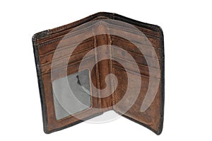 A pre-owned well used brown leather wallet