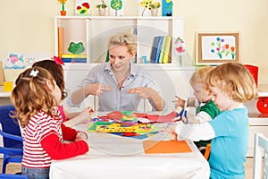 Pre-school children in the classroom with the teacher