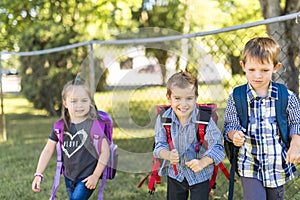 Pre school children on the school playground