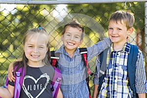 Pre school children on the school playground