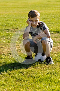 Pre-teen caucasian boy playing outside